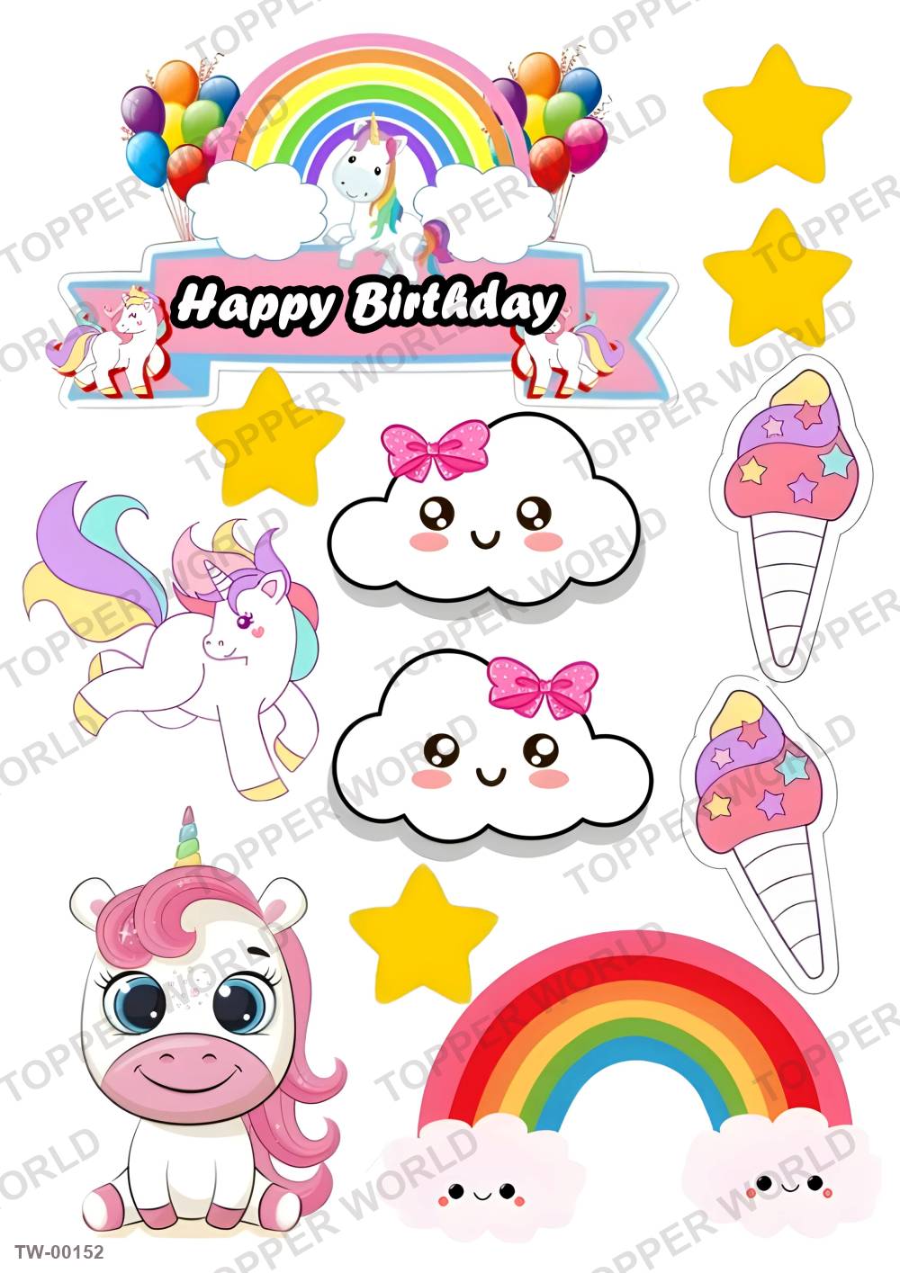 Unicorn Topper Sheet 03 – A4 topper sheet