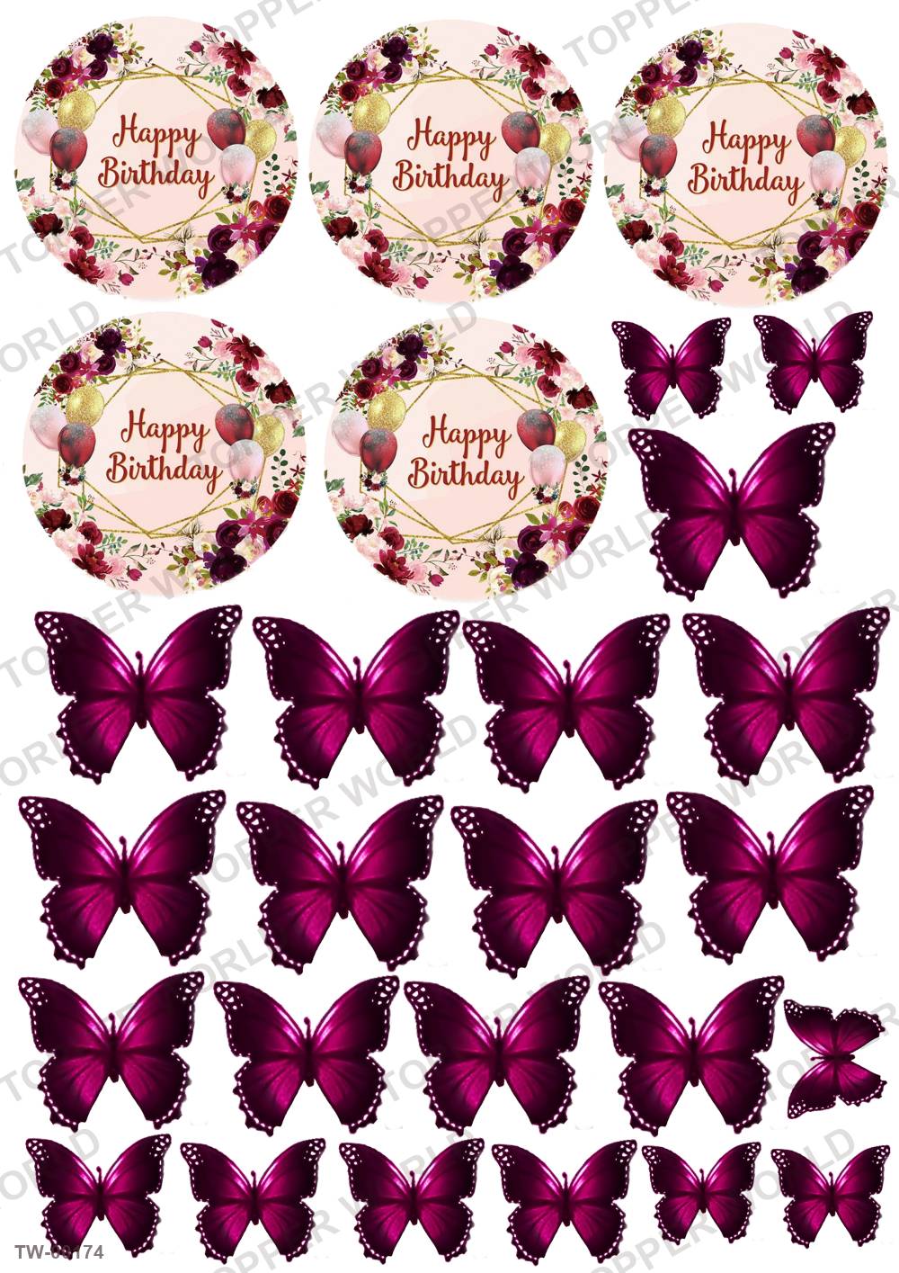 Happy Birthday Topper Sheet 04 – A4 topper sheet