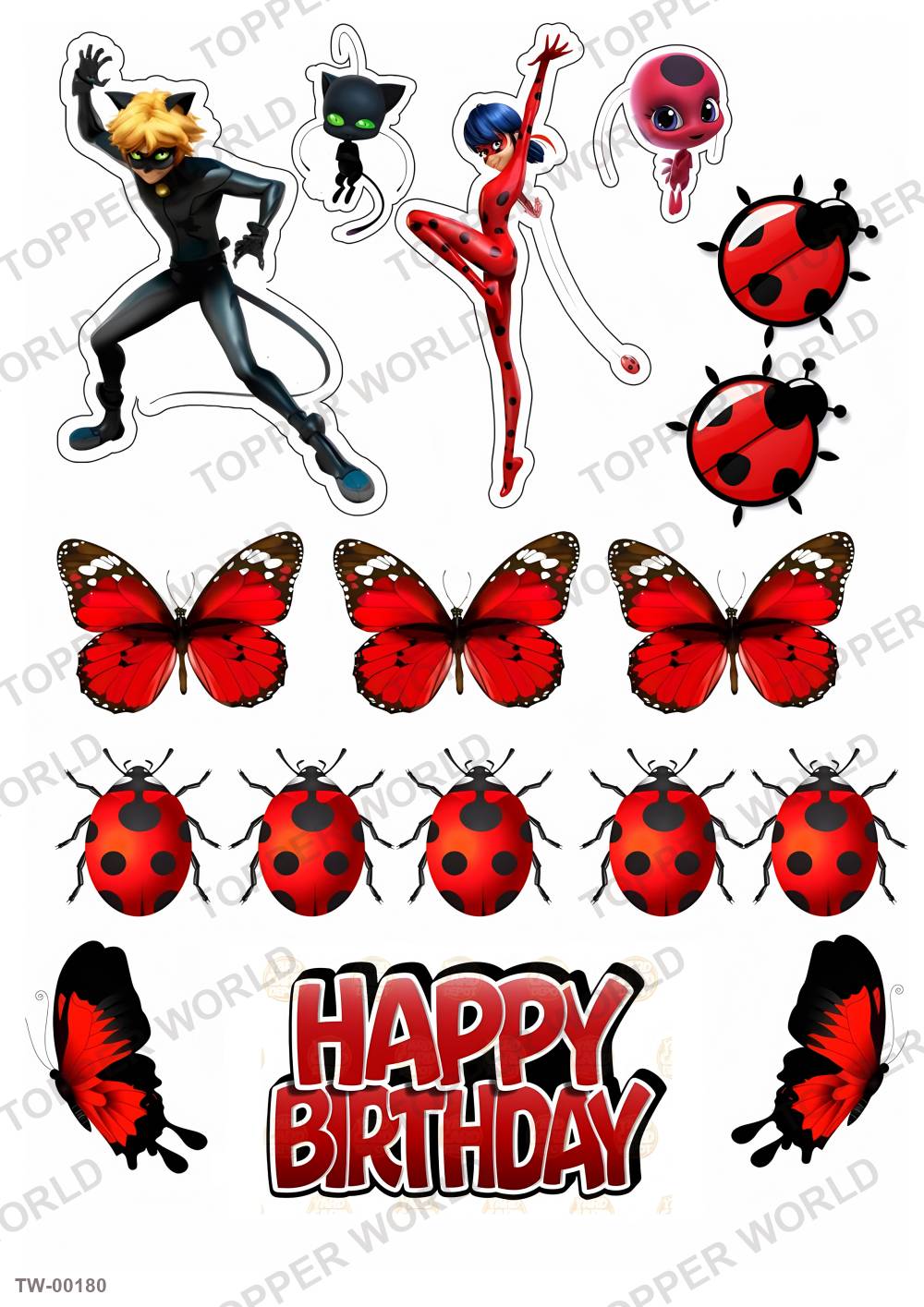 Ladybug Topper Sheet 04 – A4 topper sheet