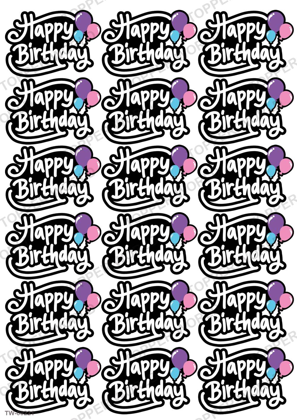 Happy Birthday Topper Sheet 05 – A4 topper sheet