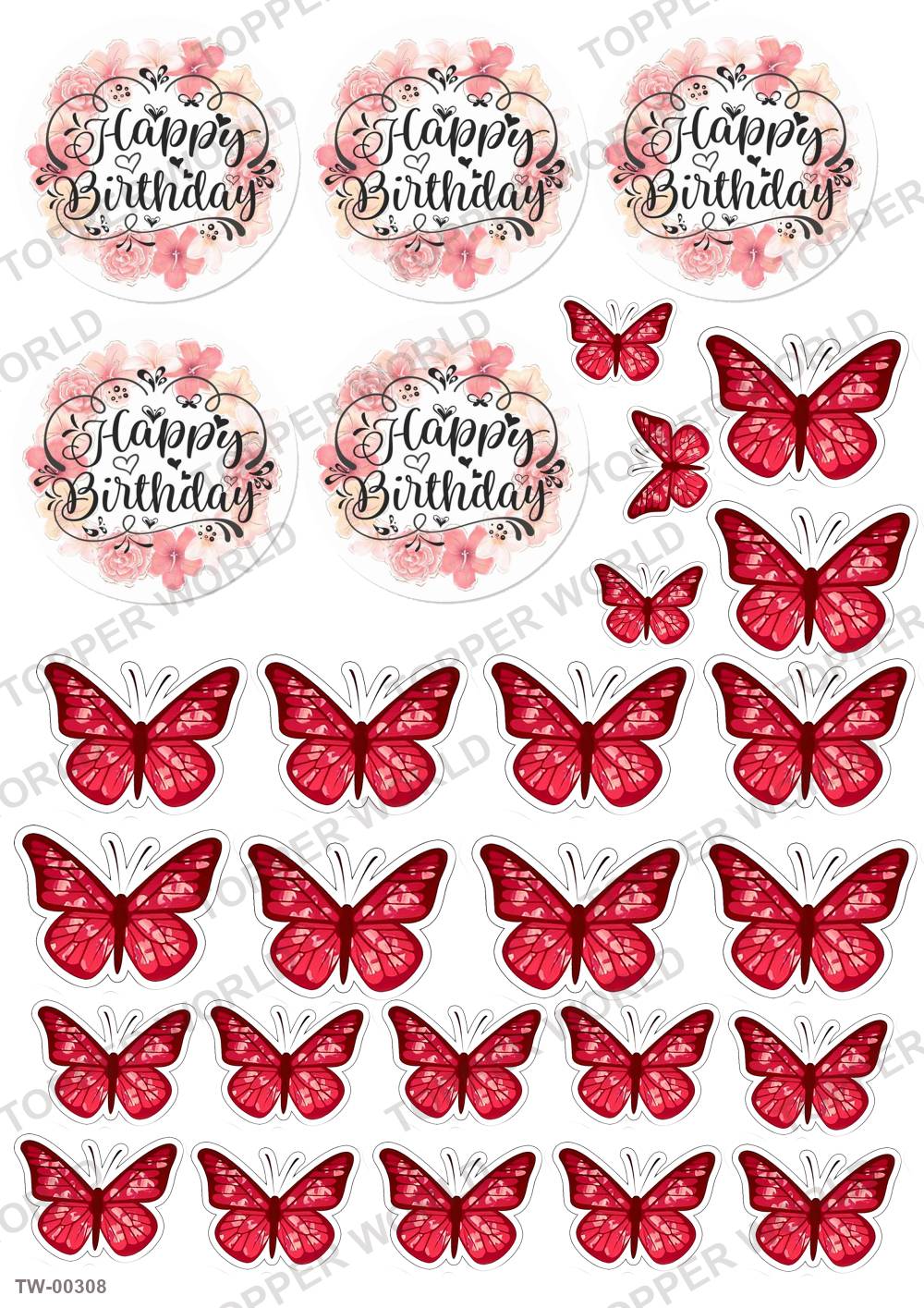 Happy Birthday Topper Sheet 07 – A4 topper sheet