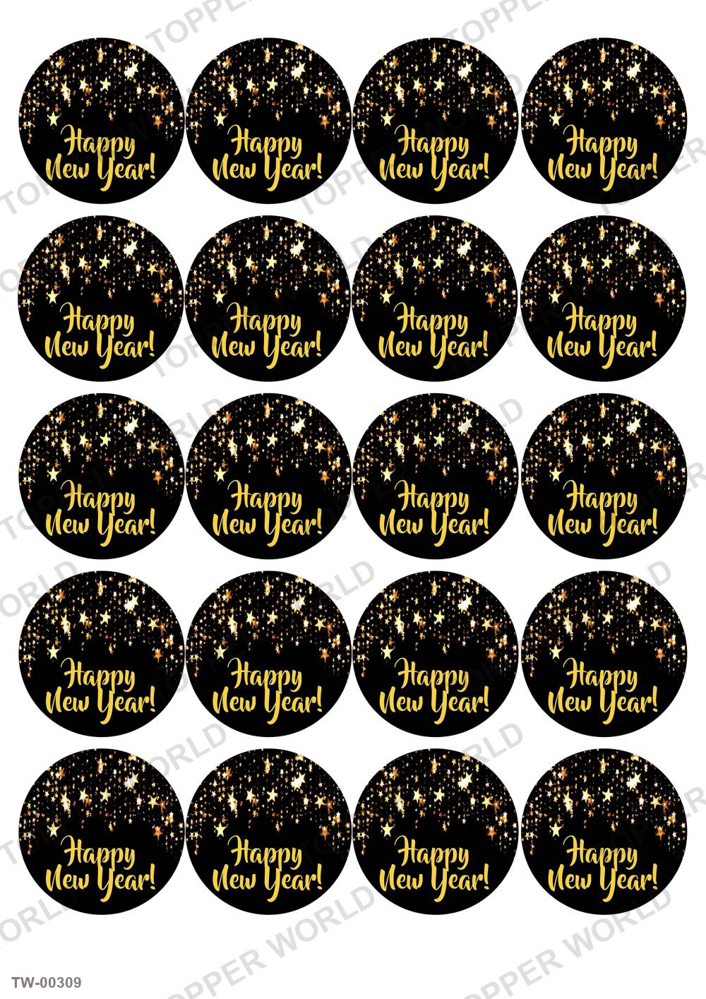 Happy New Year Topper Sheet 07 – A4 topper sheet