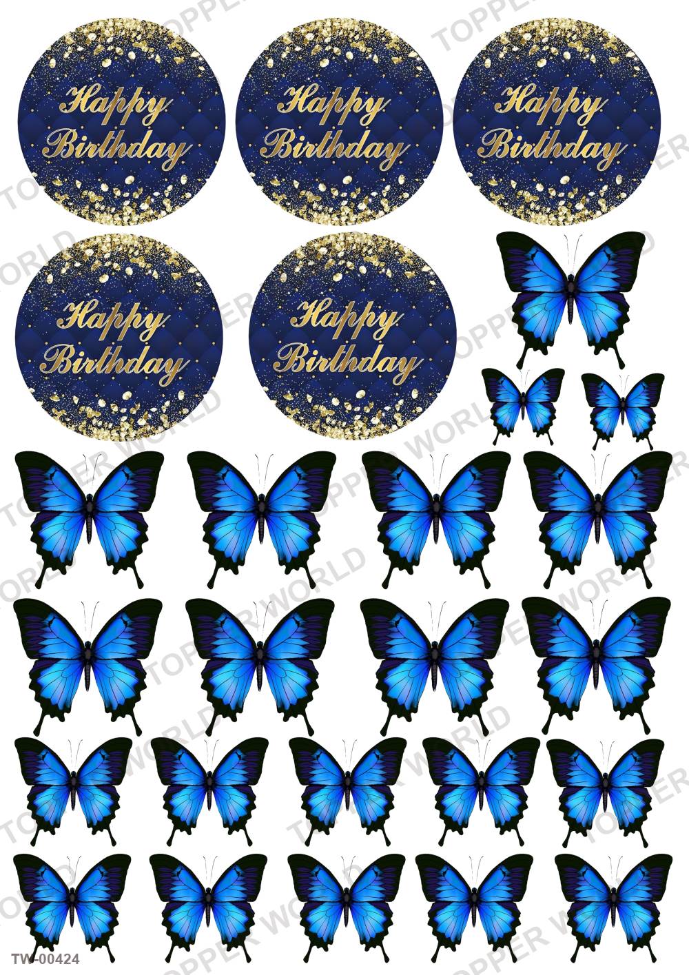 Happy Birthday Topper Sheet 10 – A4 topper sheet