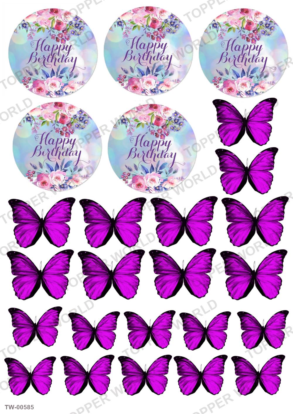 Happy Birthday Topper Sheet 15 – A4 topper sheet