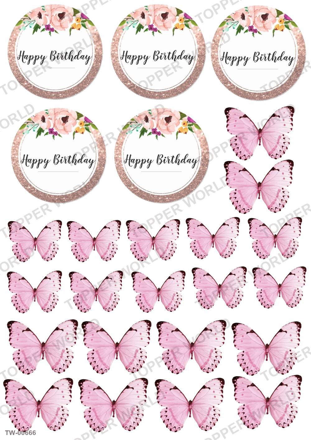 Happy Birthday Topper Sheet 18 – A4 topper sheet