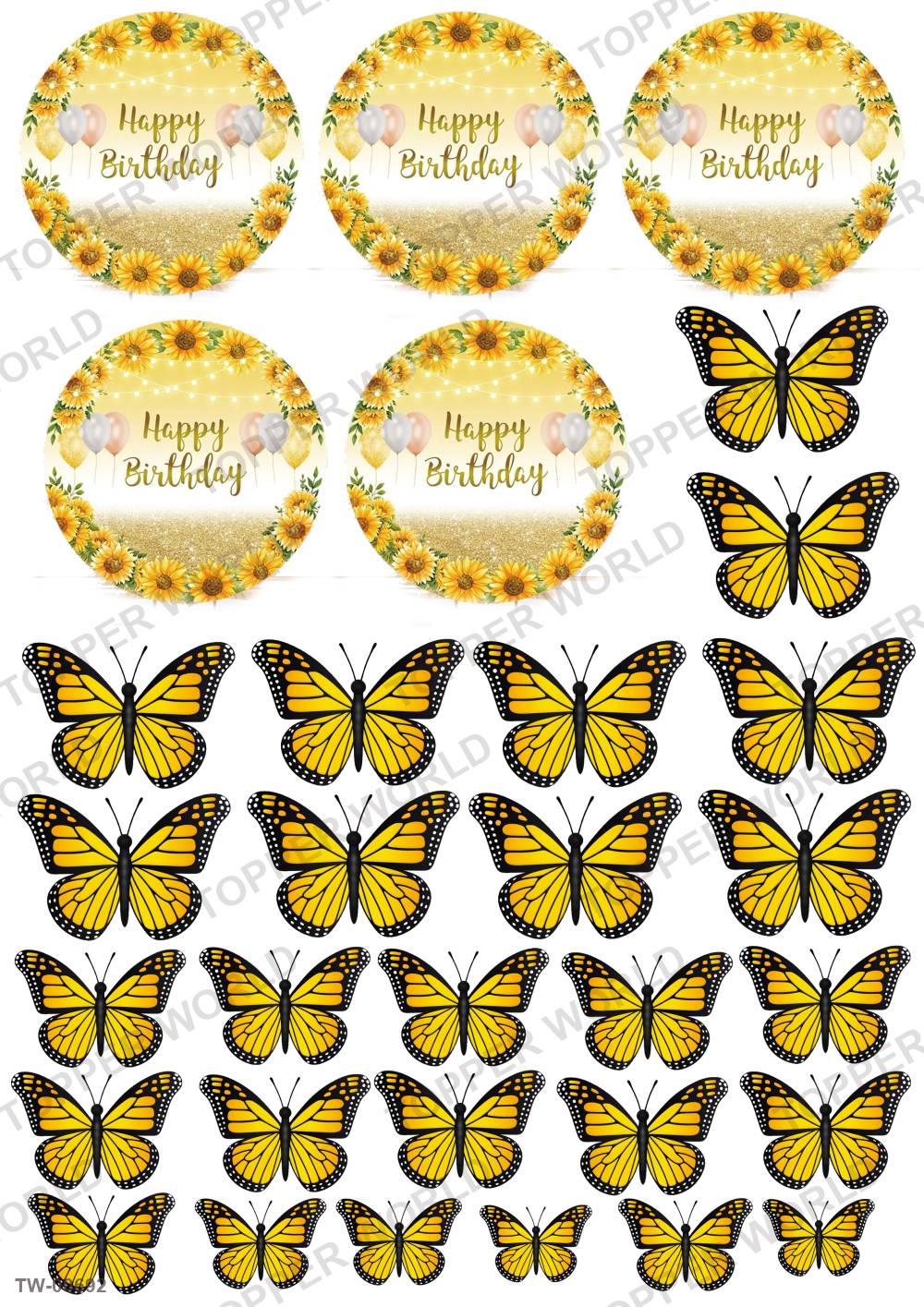 Happy Birthday Topper Sheet 19 – A4 topper sheet