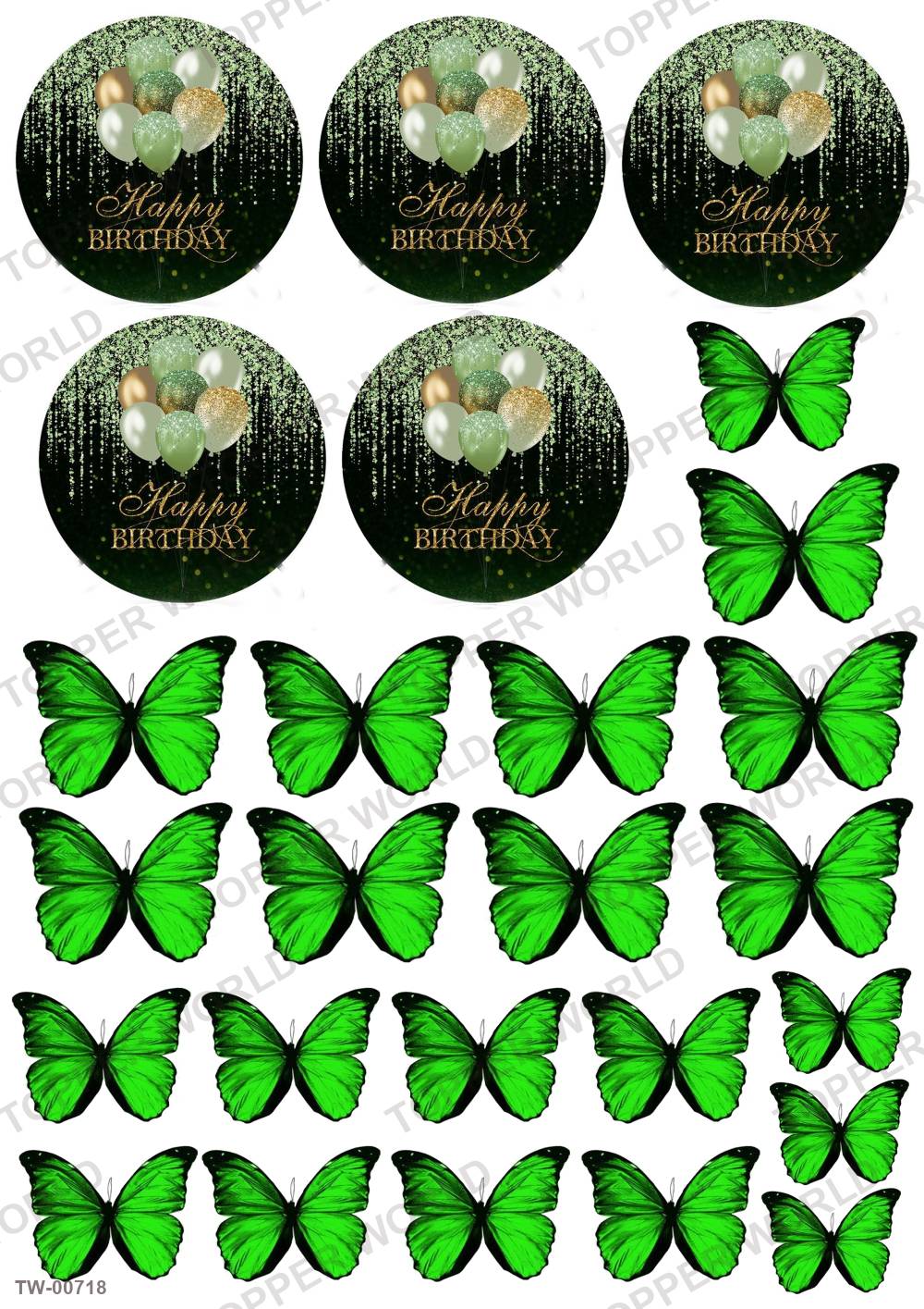 Happy Birthday Topper Sheet 20 – A4 topper sheet