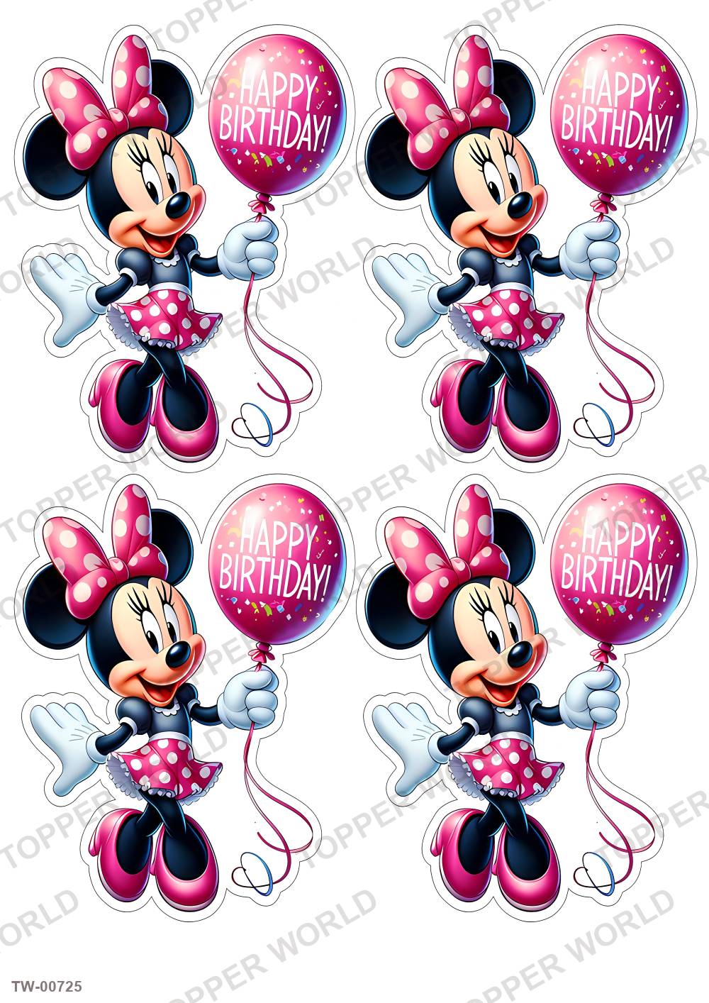 Minnie Mouse Topper Sheet 20 – A4 topper sheet