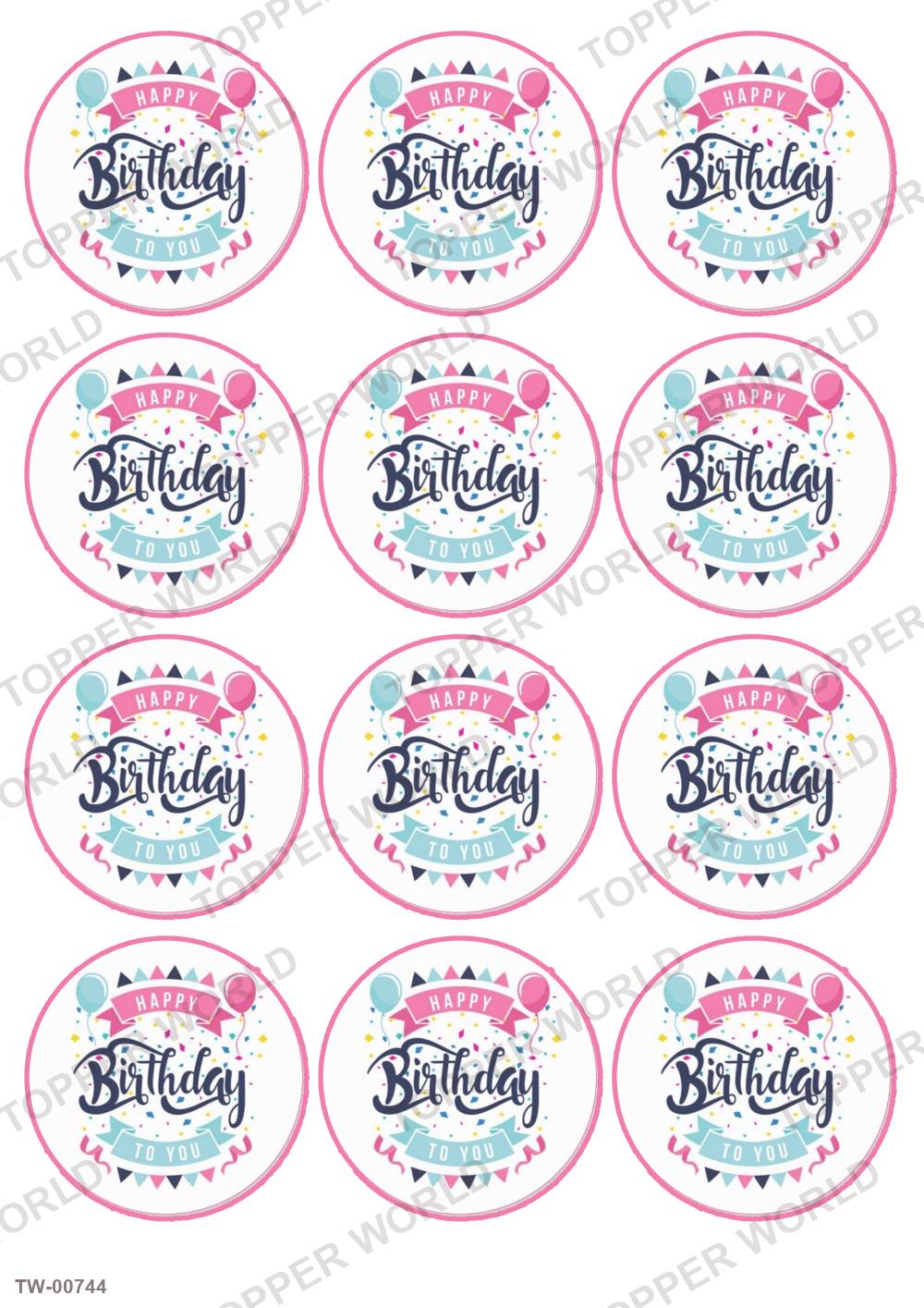 Happy Birthday Topper Sheet 21 – A4 topper sheet