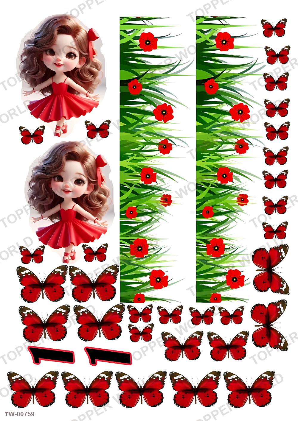 Little Girl Topper Sheet 21 – A4 topper sheet