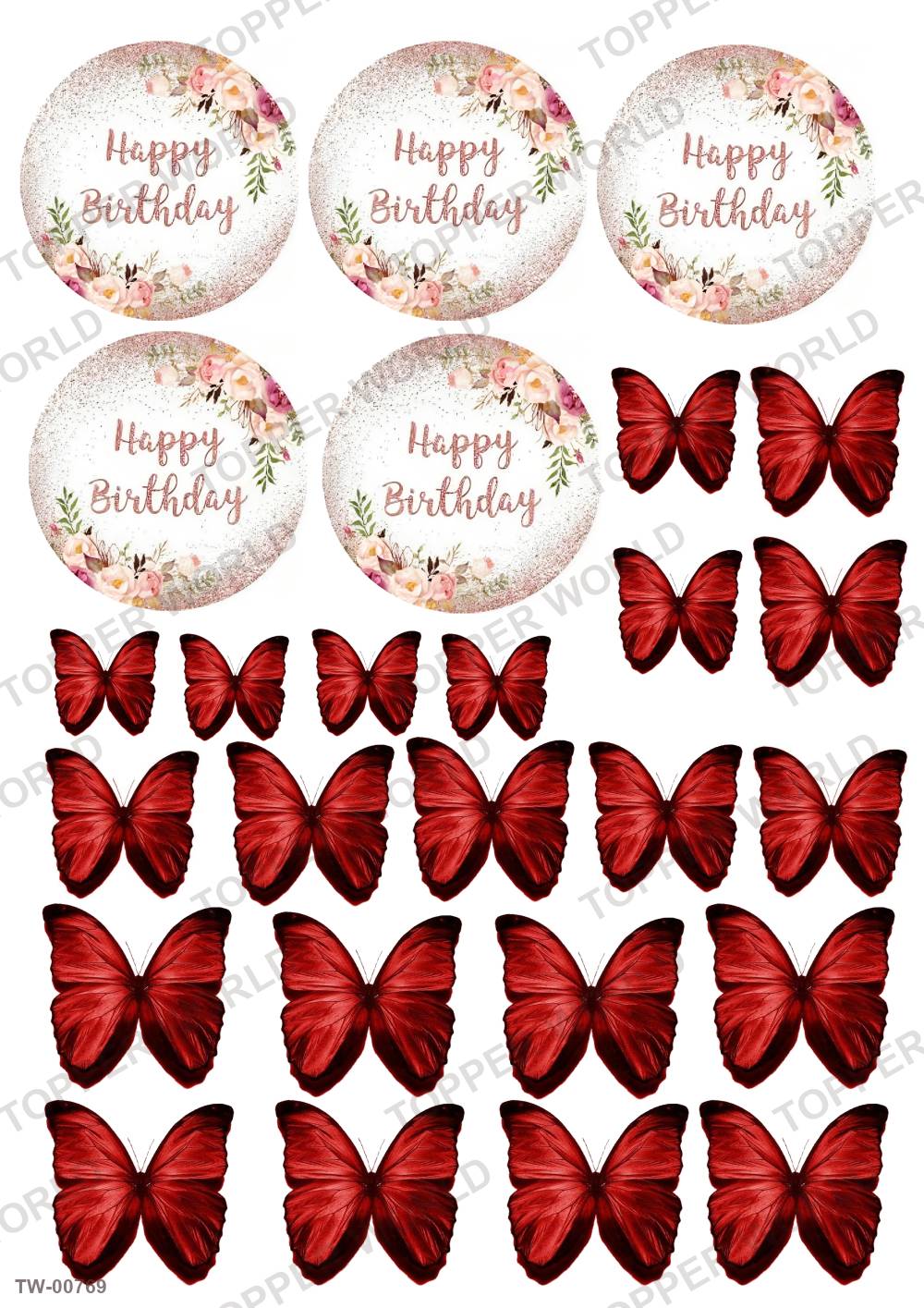 Happy Birthday Topper Sheet 22 – A4 topper sheet