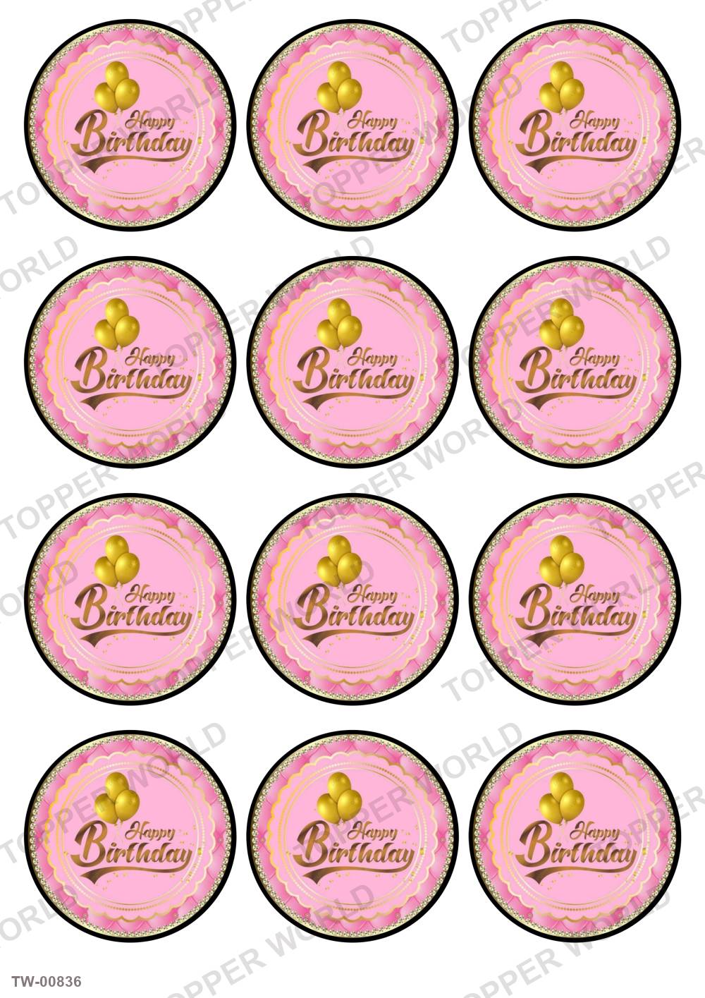 Happy Birthday Topper Sheet 25 – A4 topper sheet