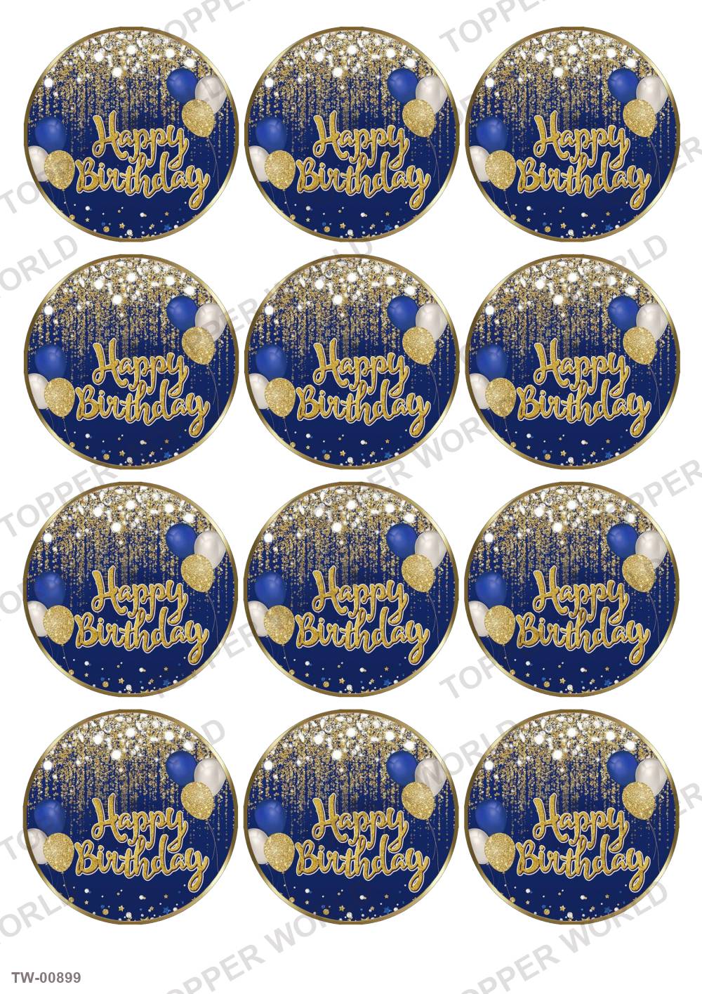 Happy Birthday Topper Sheet 28 – A4 topper sheet