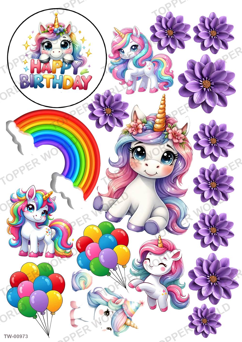 Unicorn Topper Sheet 31 – A4 topper sheet