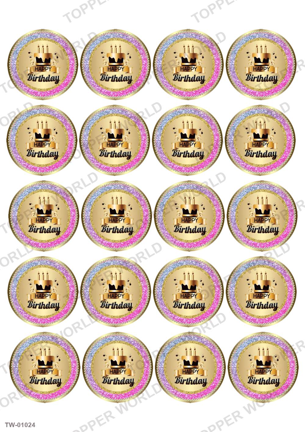 Happy Birthday Topper Sheet 34 – A4 topper sheet