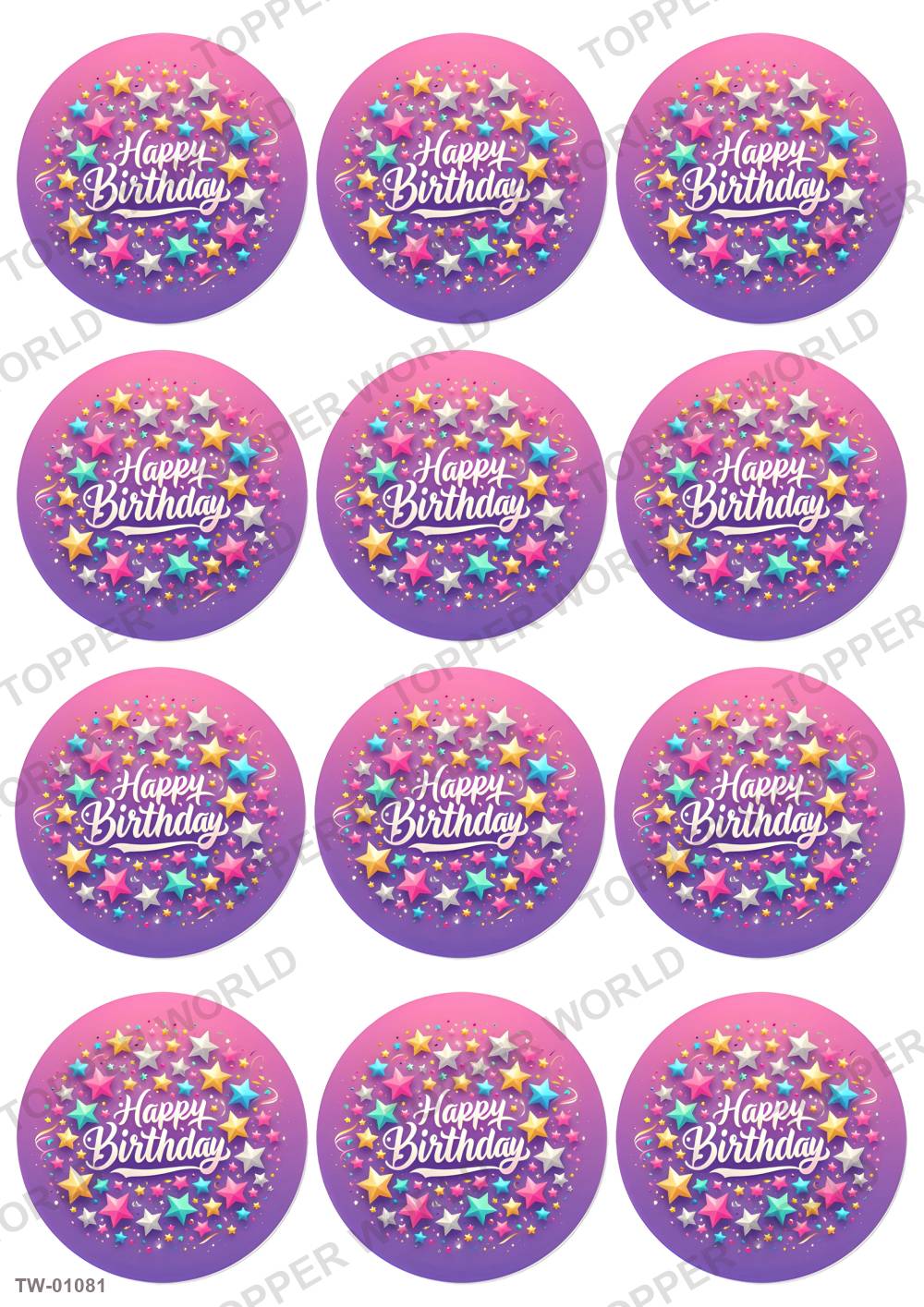 Happy Birthday Topper Sheet 37 – A4 topper sheet