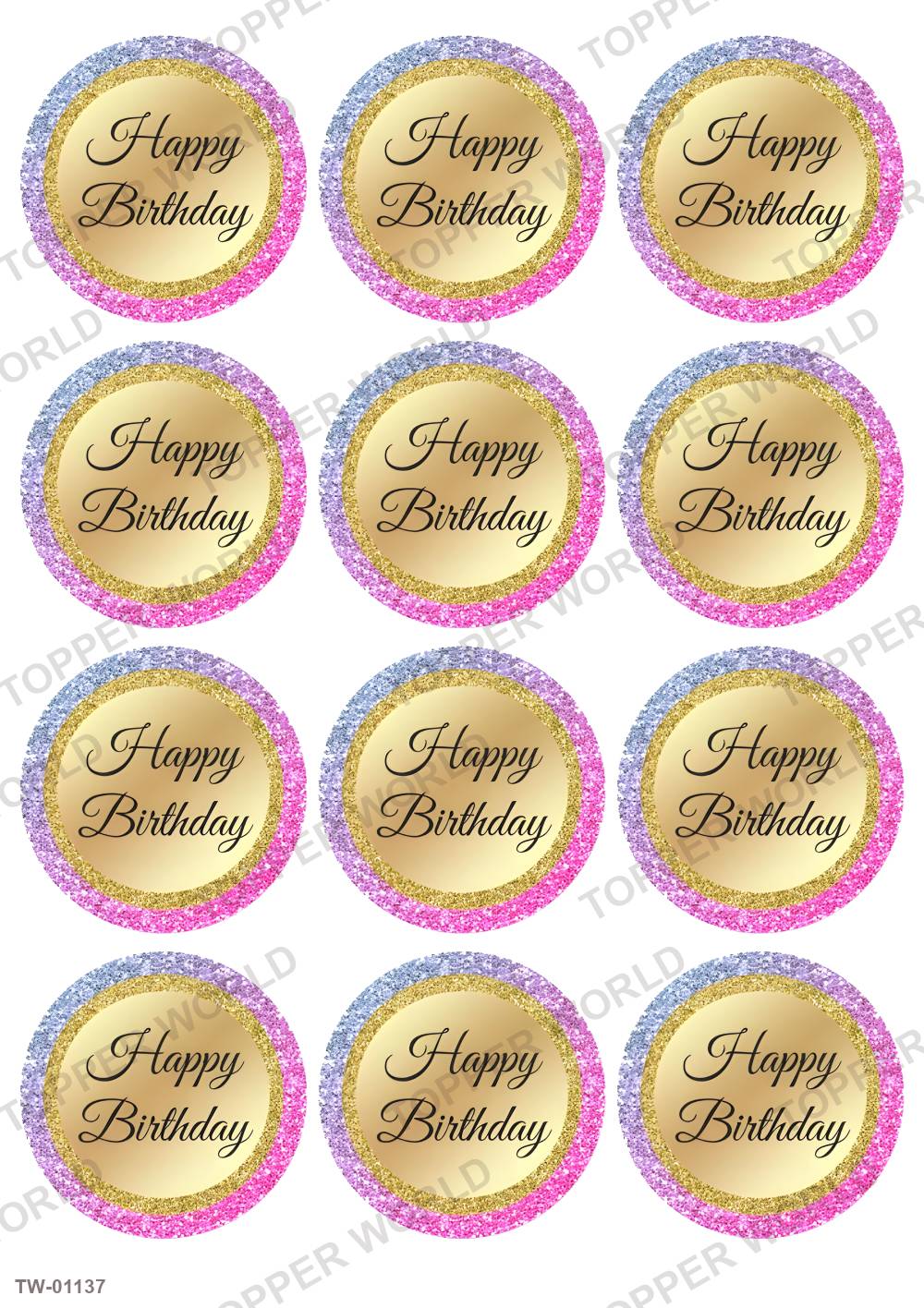 Happy Birthday Topper Sheet 40 – A4 topper sheet