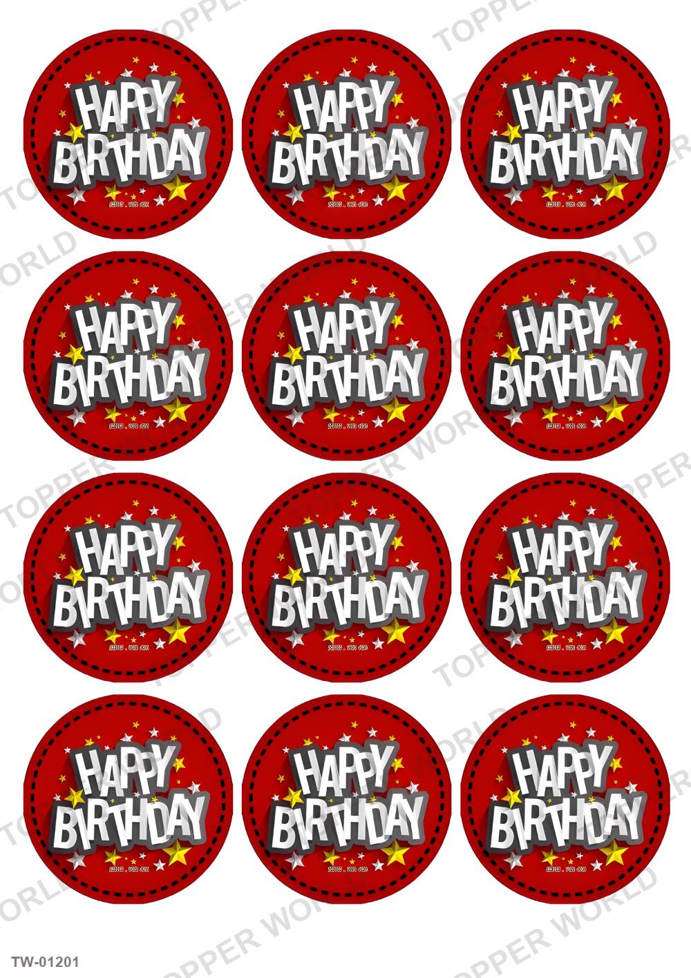 Happy Birthday Topper Sheet 44 – A4 topper sheet