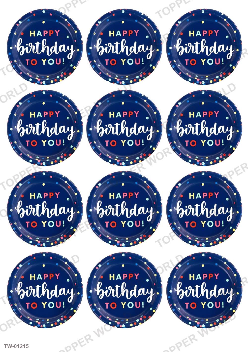 Happy Birthday Topper Sheet 45 – A4 topper sheet
