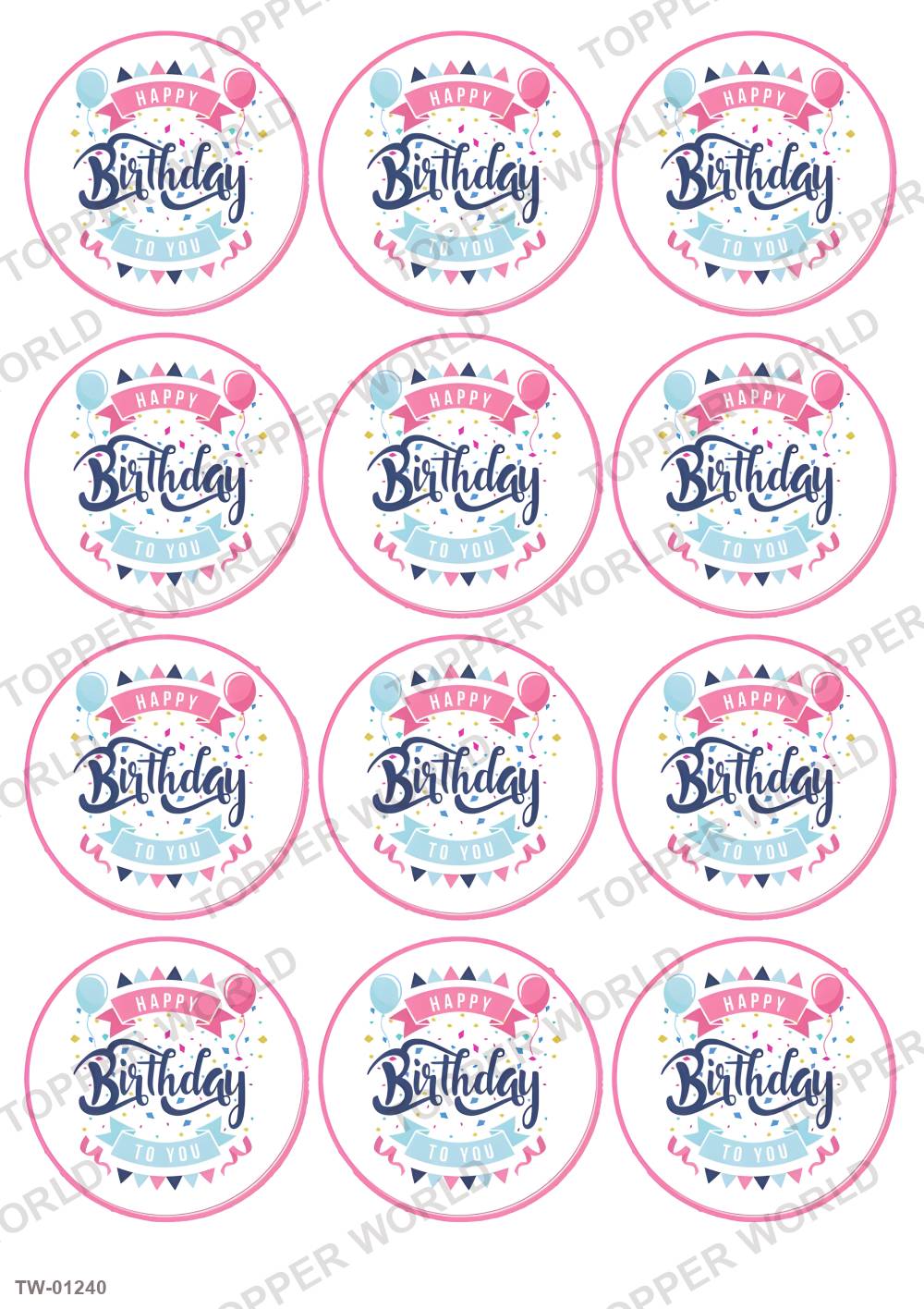 Happy Birthday Topper Sheet 47 – A4 topper sheet