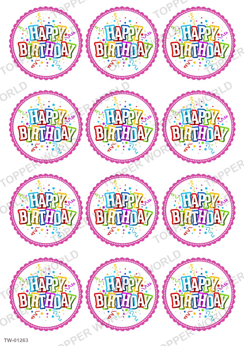 Happy Birthday Topper Sheet 48 – A4 topper sheet
