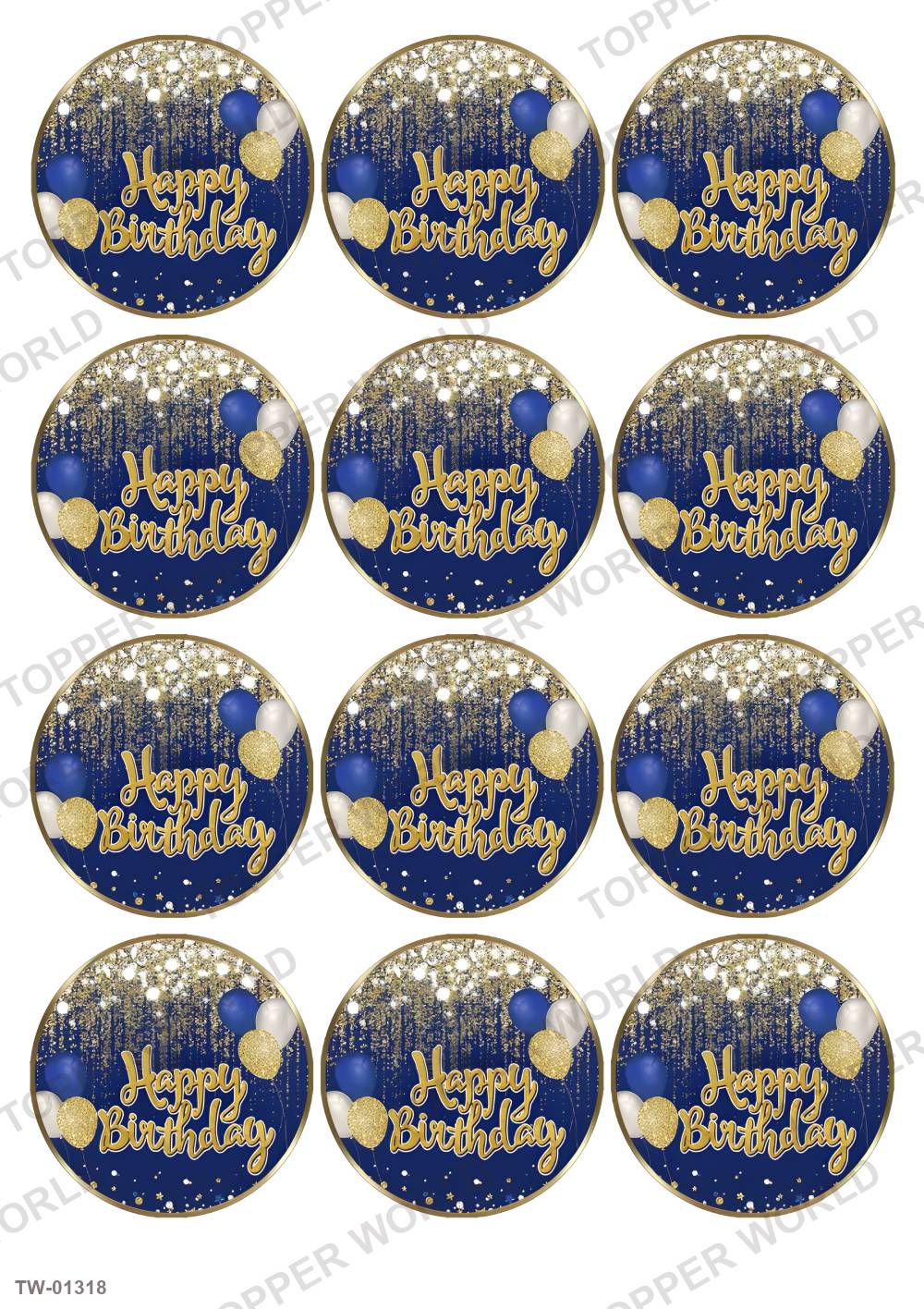Happy Birthday Topper Sheet 52 – A4 topper sheet