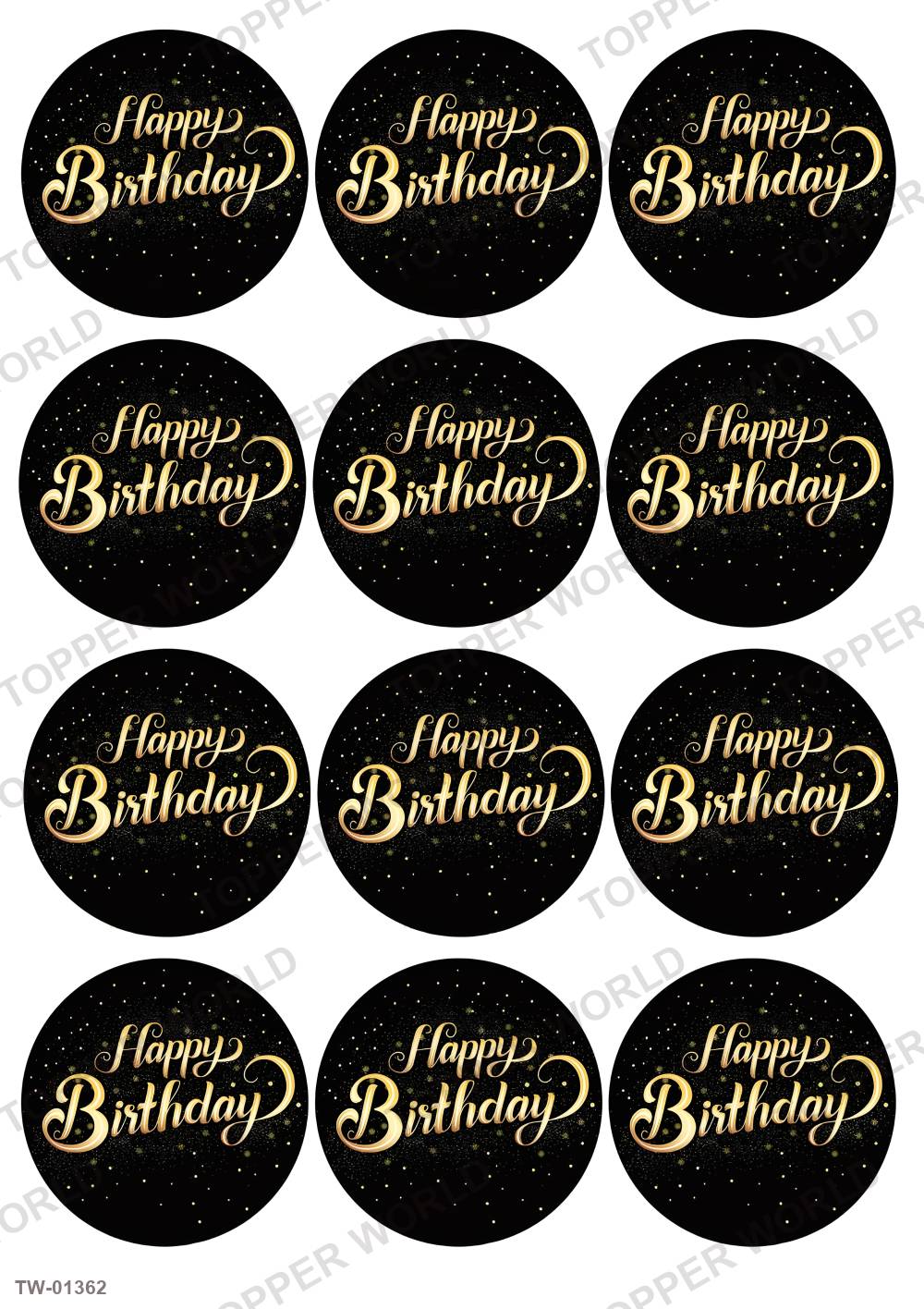 Happy Birthday Topper Sheet 56 – A4 topper sheet