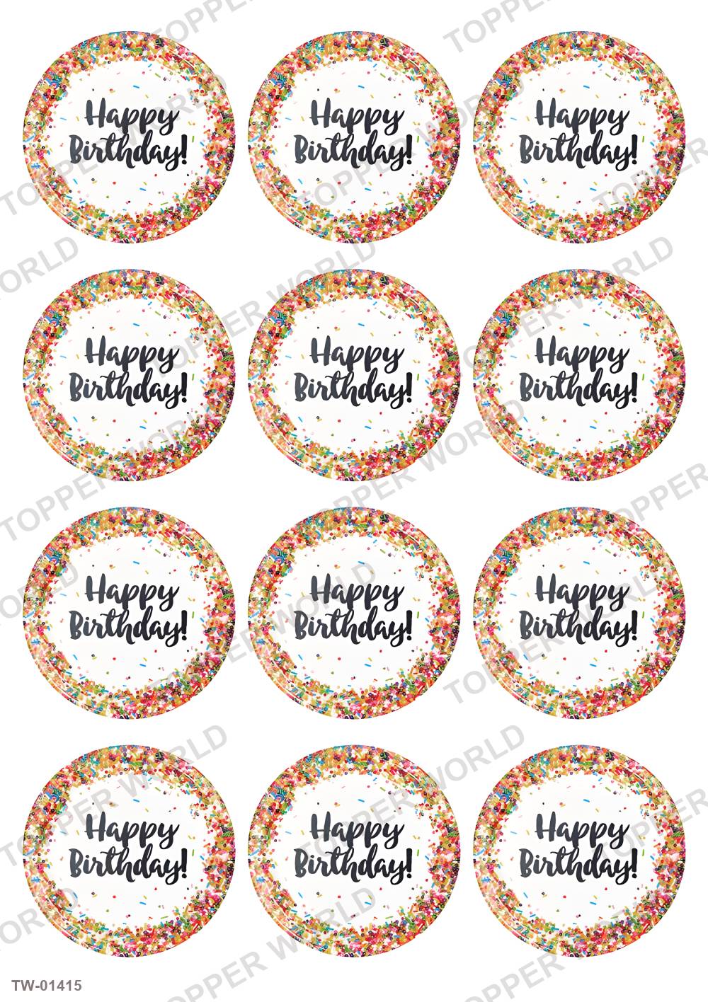 Happy Birthday Topper Sheet 61 – A4 topper sheet