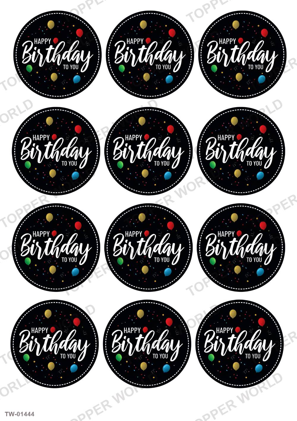 Happy Birthday Topper Sheet 64 – A4 topper sheet