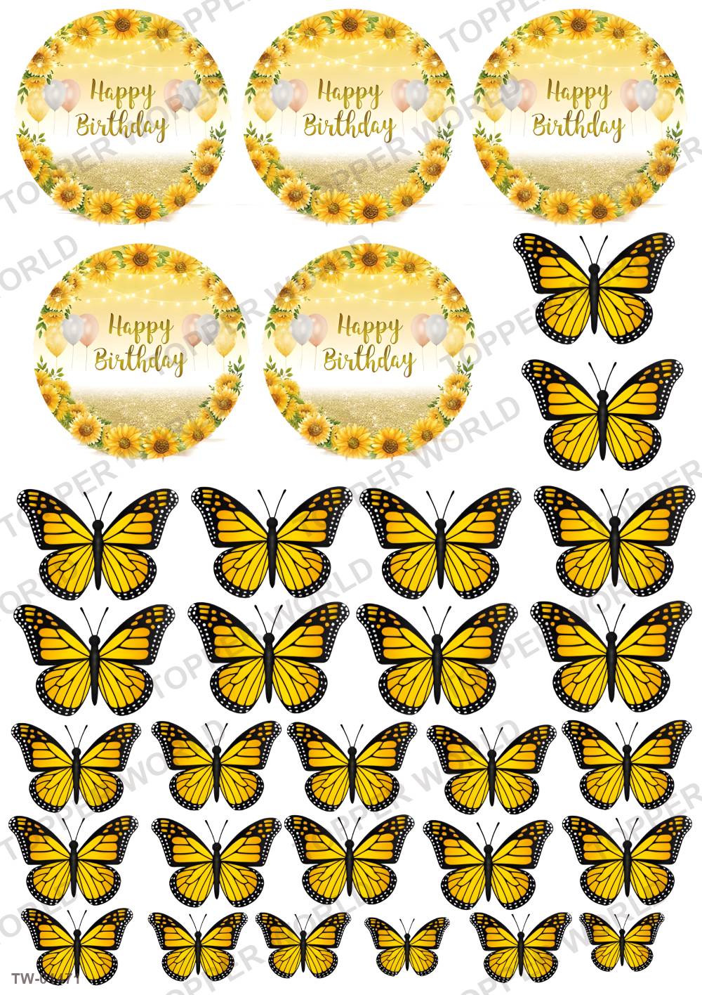 Happy Birthday Topper Sheet 67 – A4 topper sheet