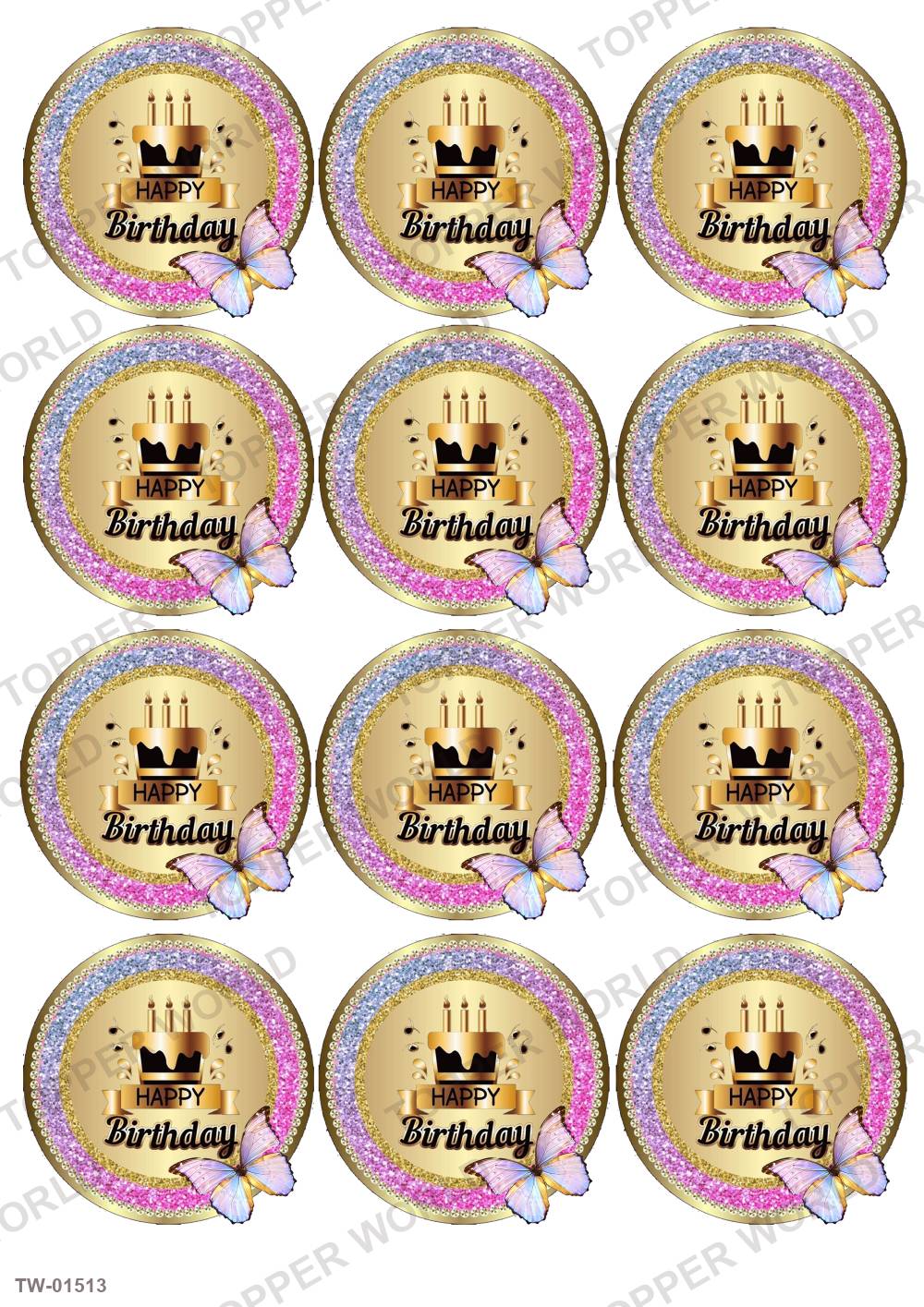 Happy Birthday Topper Sheet 72 – A4 topper sheet