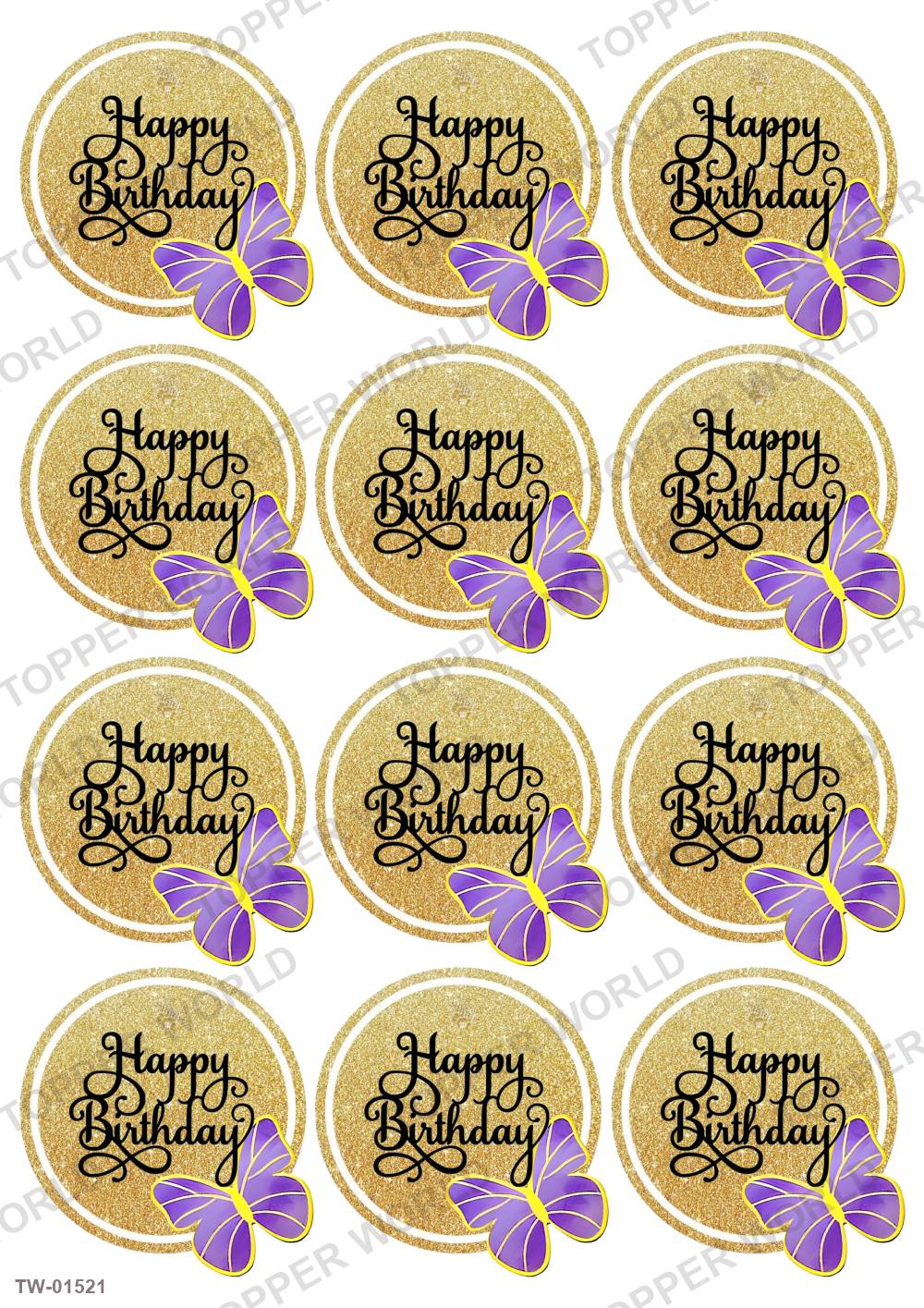 Happy Birthday Topper Sheet 73 – A4 topper sheet