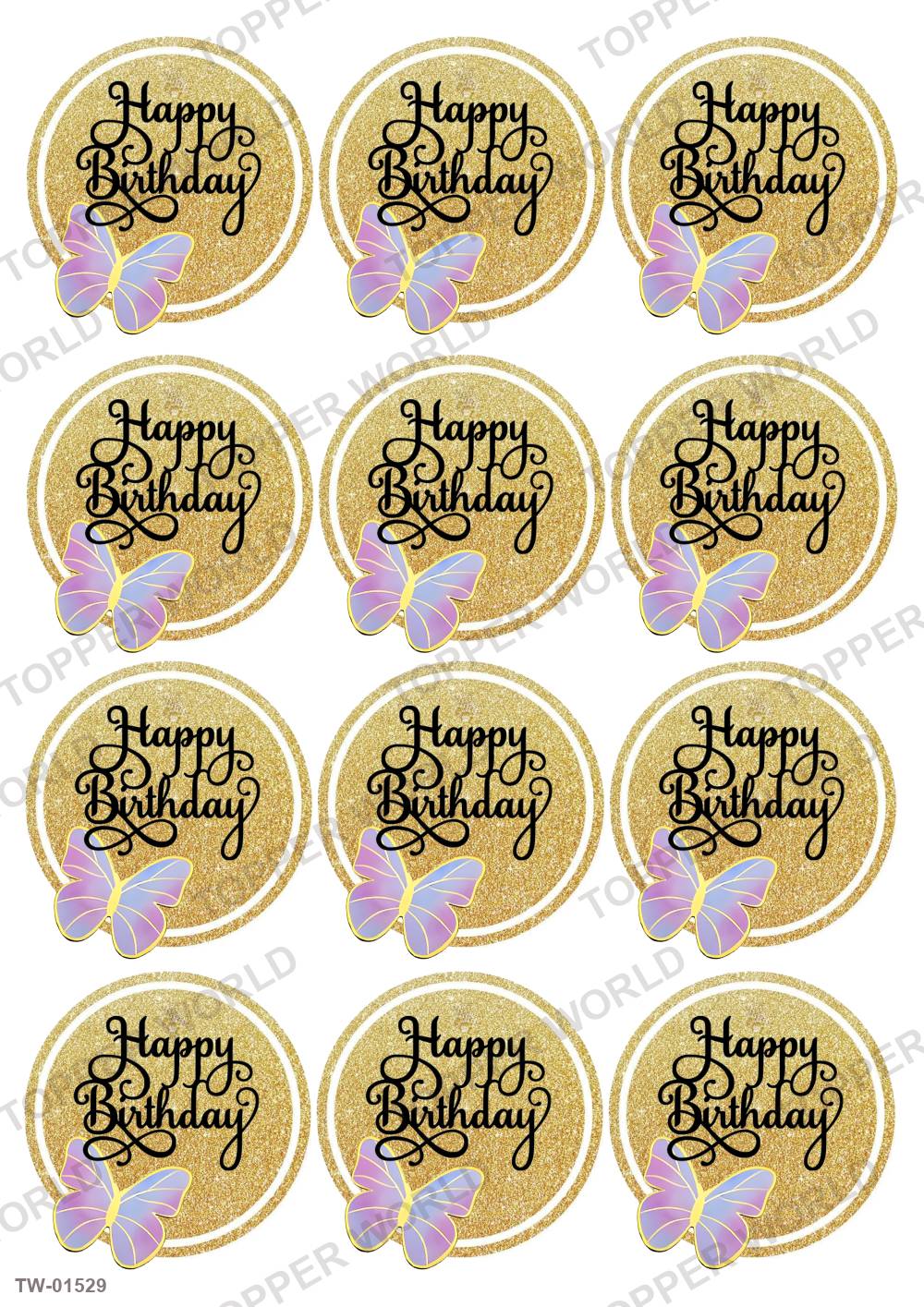 Happy Birthday Topper Sheet 74 – A4 topper sheet