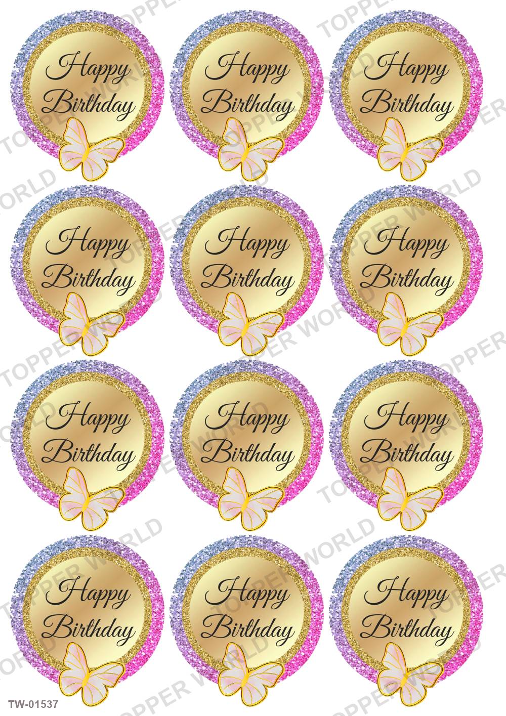 Happy Birthday Topper Sheet 75 – A4 topper sheet