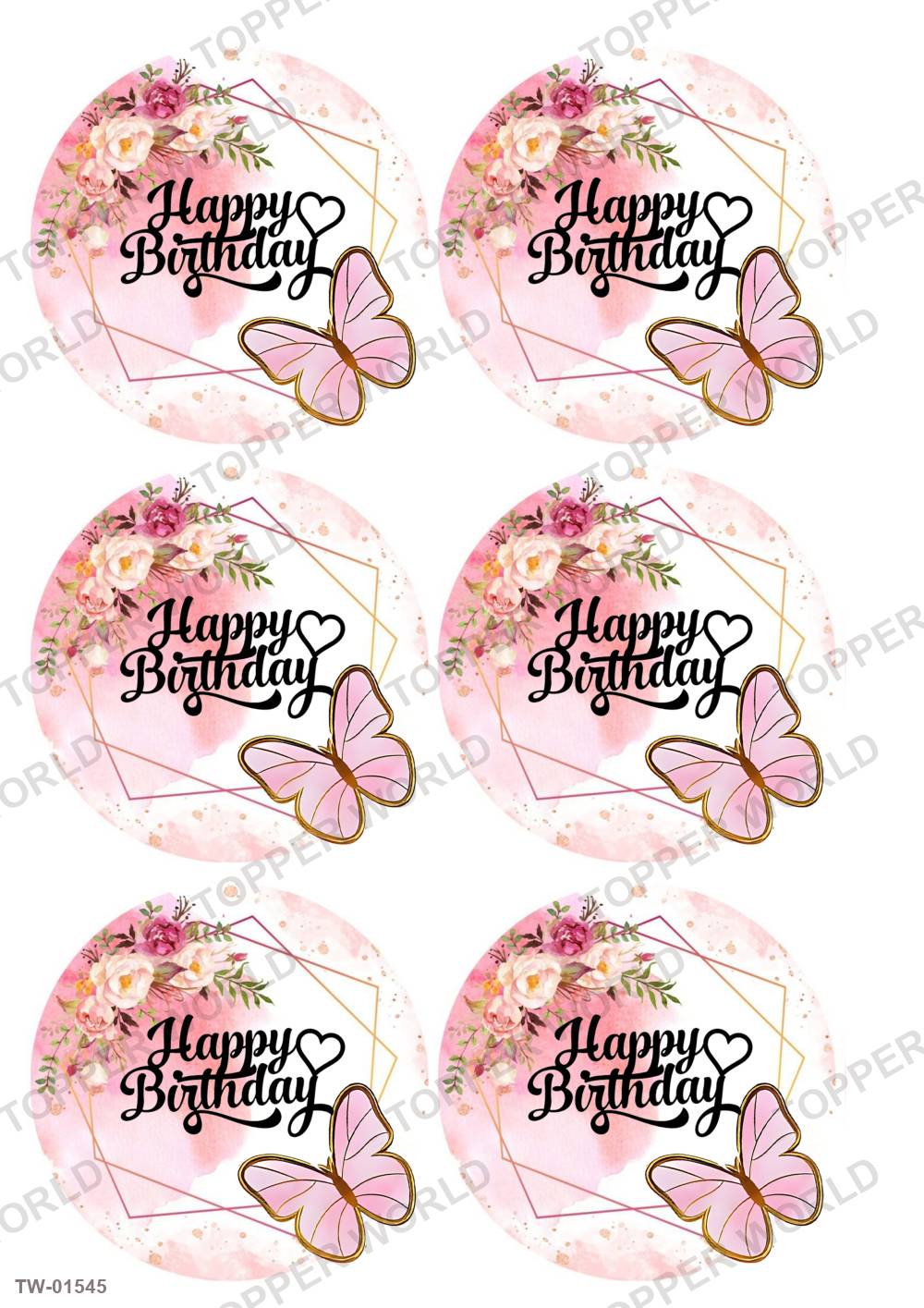 Happy Birthday Topper Sheet 76 – A4 topper sheet