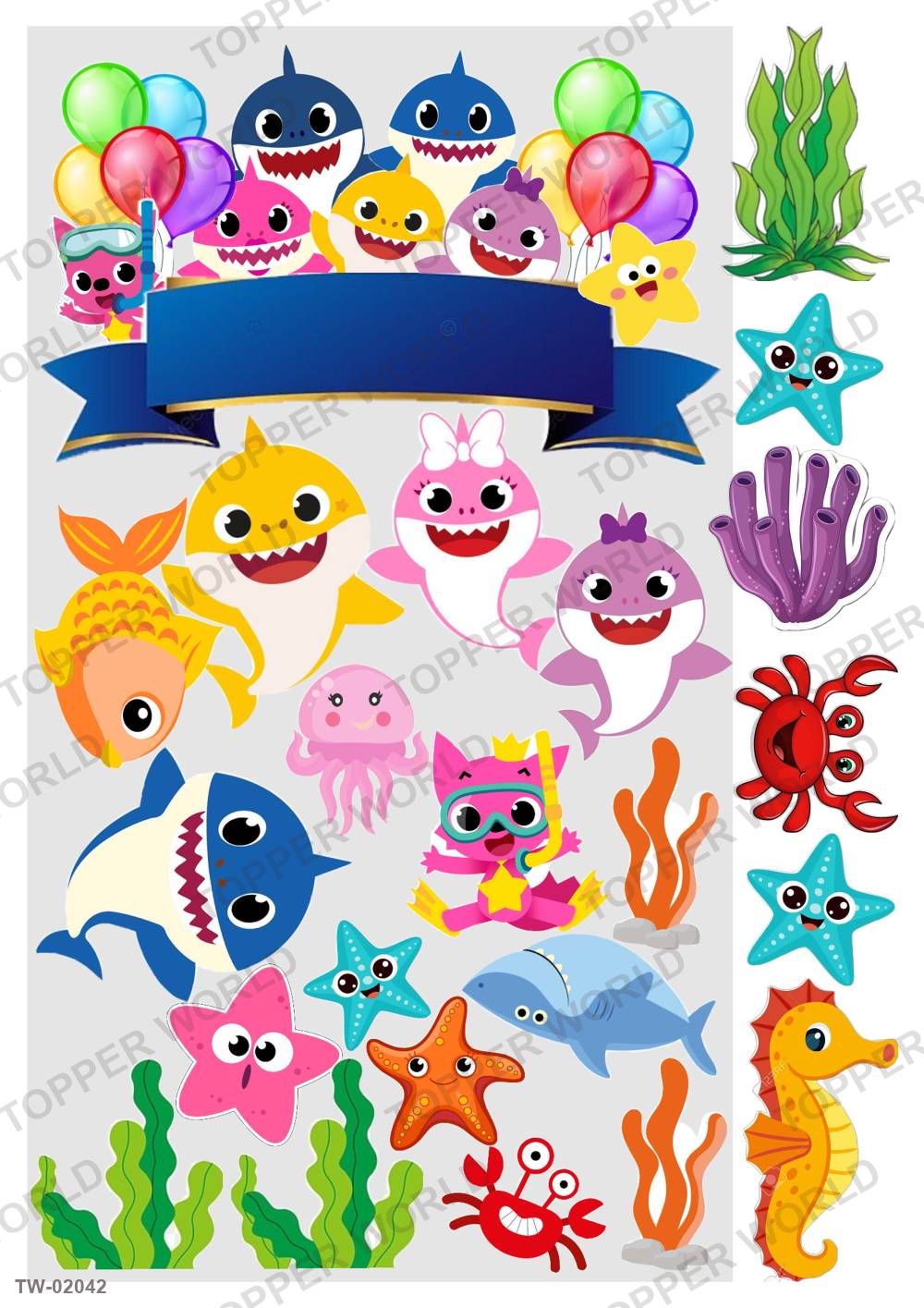 Baby Shark Topper Sheet 01 – A4 topper sheet