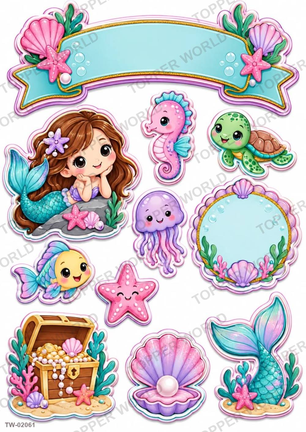 Mermaid Topper Sheet 01 – A4 topper sheet