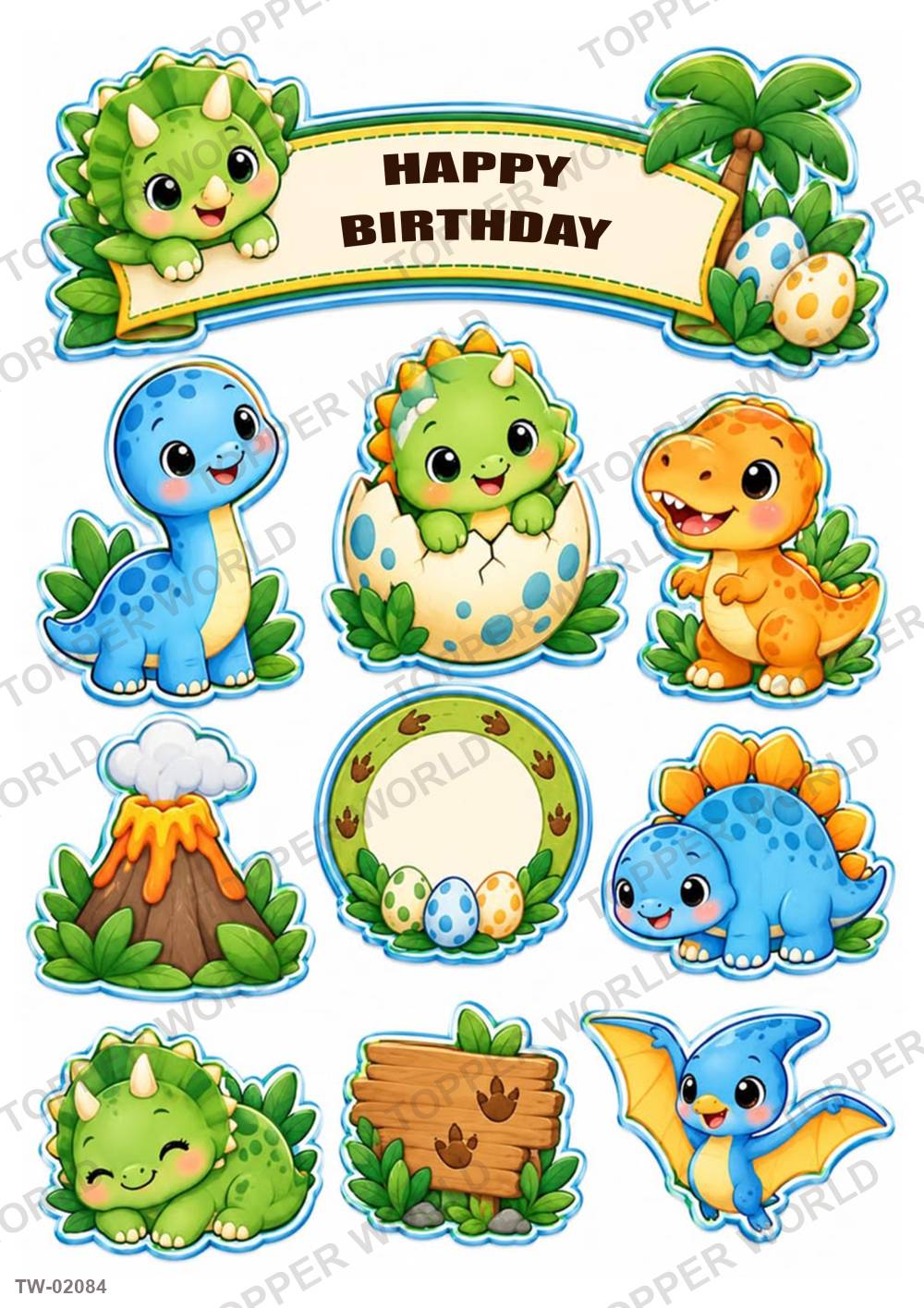 Dinosaur Topper Sheet 02 – A4 topper sheet