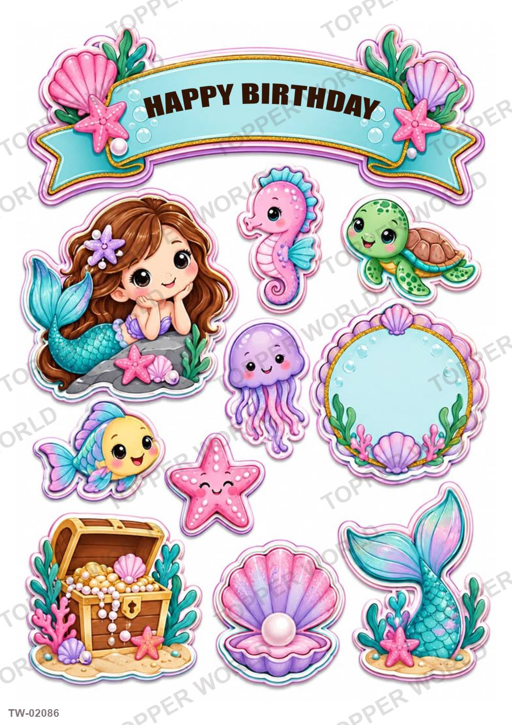 Mermaid Topper Sheet 02 – A4 topper sheet