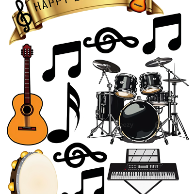 Music cake topper